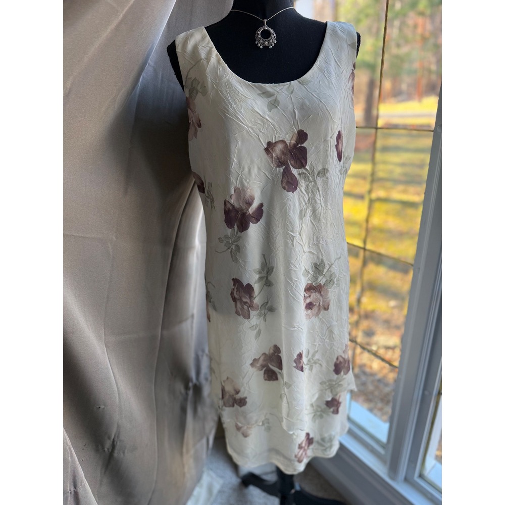 Vtg 90s Whimsigoth Dark Floral Layered slip Dress Size L Ethereal Fairycore - Picture 12 of 12